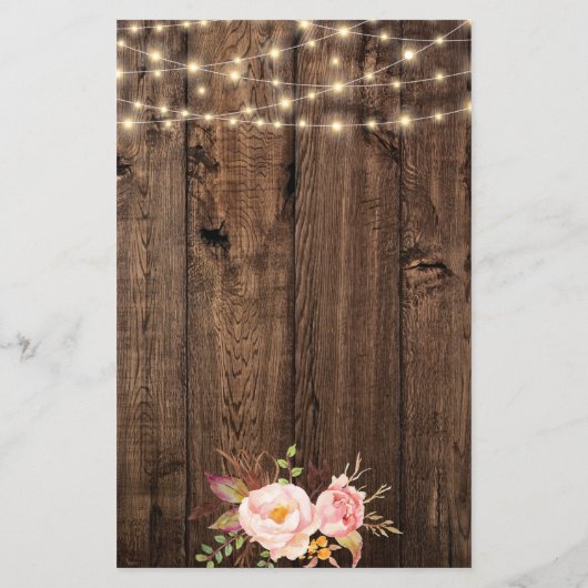 Sjabloon Rustic Boho Floral Country Wedding menu (Achterkant)