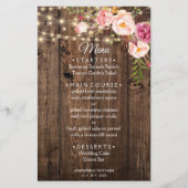 Sjabloon Rustic Boho Floral Country Wedding menu (Voorkant)