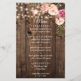 Sjabloon Rustic Boho Floral Country Wedding menu