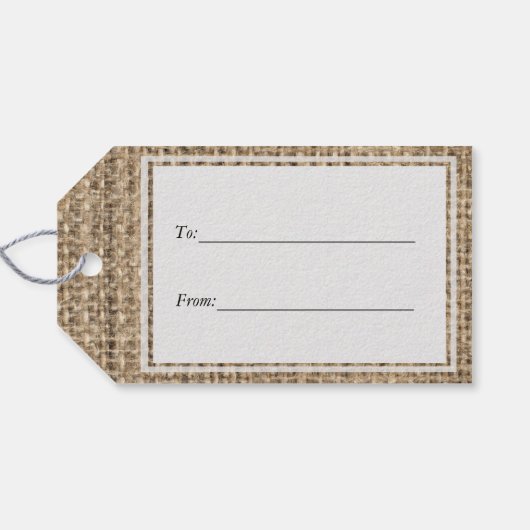 Sjabloon - Rustic Burlap Cadeaulabel (Achterkant Horizontaal)