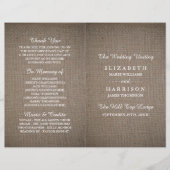 Sjabloon Rustic Burlap Wedding Bi-voudig Programma (Voorkant)