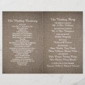 Sjabloon Rustic Burlap Wedding Bi-voudig Programma (Achterkant)