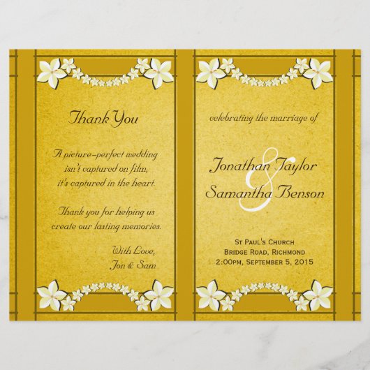 Sjabloon Rustic Gold Floral Wedding Program (Voorkant)