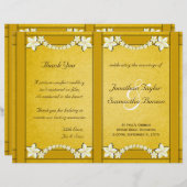 Sjabloon Rustic Gold Floral Wedding Program (Voorkant / Achterkant)
