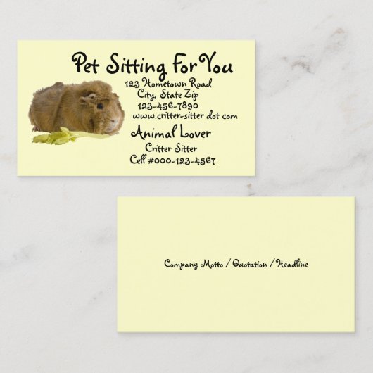 Sjabloon schattige Ginger Guinea Pig Foto Visitekaartje (Voorkant / Achterkant)