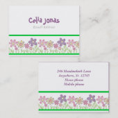 Sjabloon schattige meisjesprofielkaart visitekaartje (Voorkant / Achterkant)