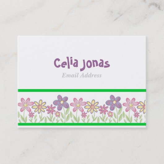 Sjabloon schattige meisjesprofielkaart visitekaartje (Voorkant)