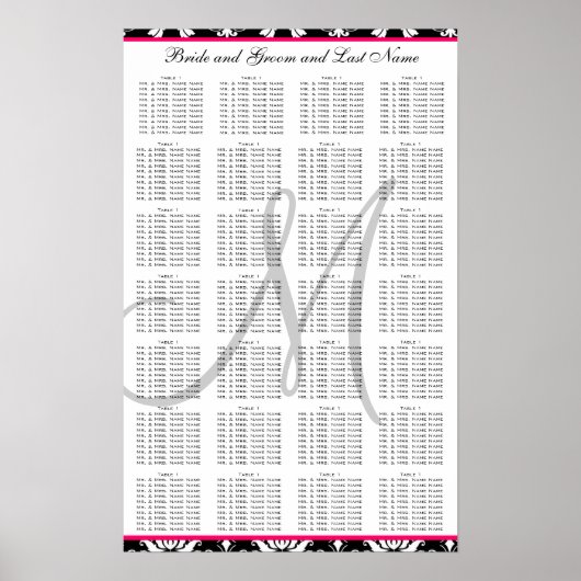 Sjabloon - Schema voor het roze weddenschap Poster (Voorkant)