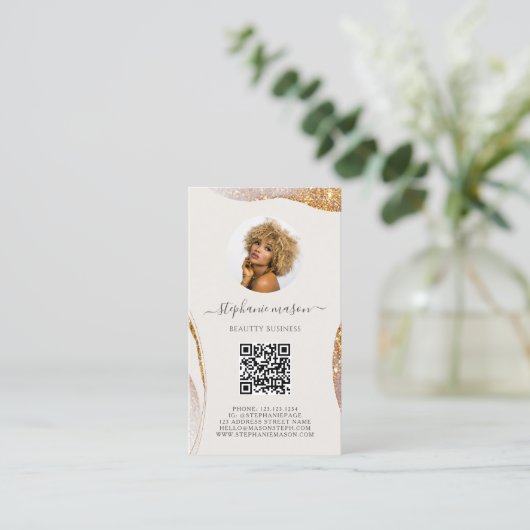 Sjabloon Schoonheid Estheticus Social Media Busine Contactkaartje (Staand voorkant)