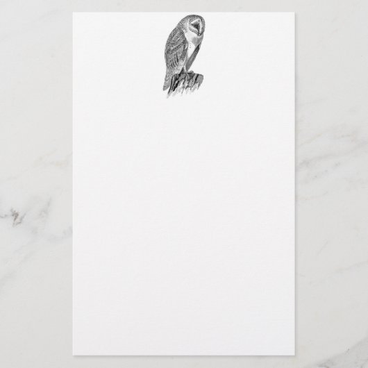 Sjabloon  screech Owl Bird Illustrator Briefpapier (Voorkant)