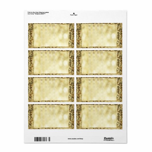  Sjabloon Sequin Gold Bokeh Etiket (Full Sheet)