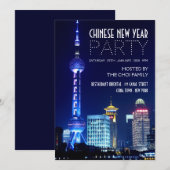 Sjabloon Shanghai Skyline, Chinees Nieuwjaar Kaart (Voorkant / Achterkant)