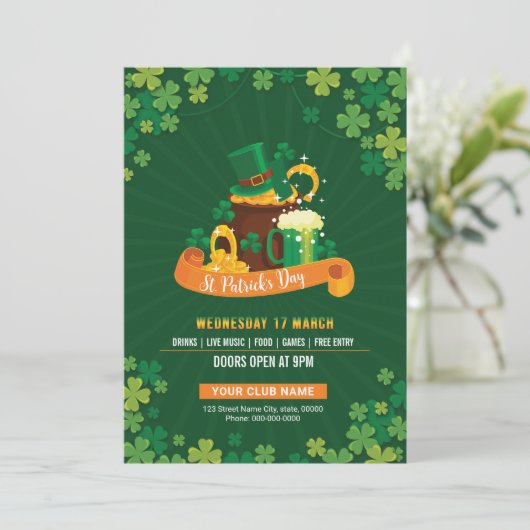 Sjabloon Sint-Patrick's Day Uitnodiging (Staand voorkant)