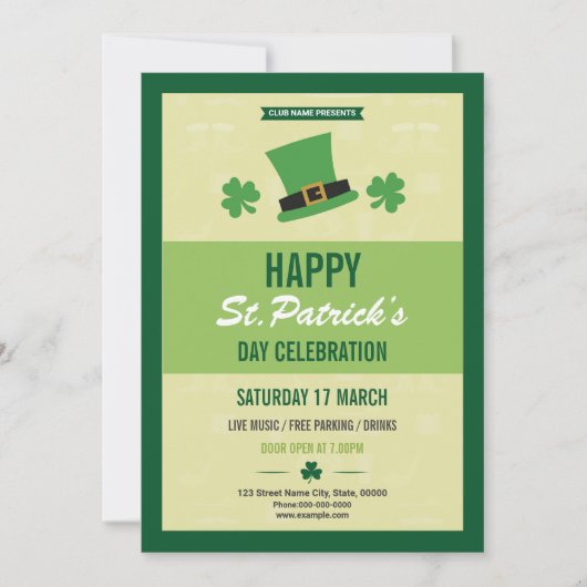 Sjabloon Sint-Patrick's Day Uitnodiging (Voorkant)