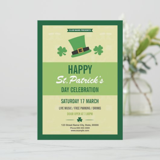 Sjabloon Sint-Patrick's Day Uitnodiging (Staand voorkant)