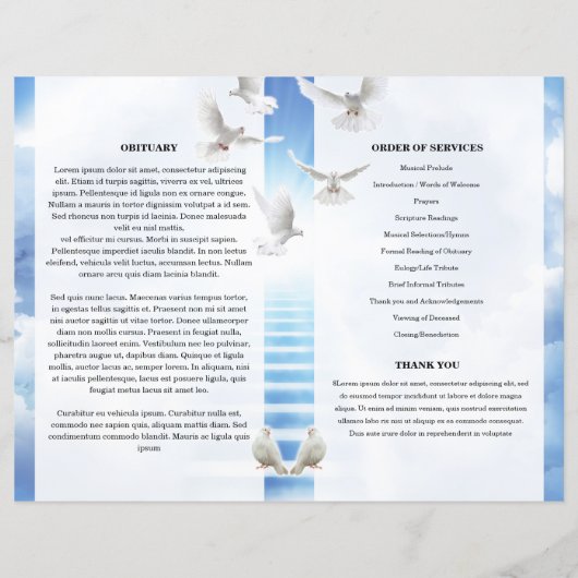 sjabloon sky & dove Funeral Program (Achterkant)