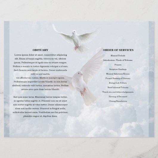 sjabloon sky & dove Funeral Program (Achterkant)