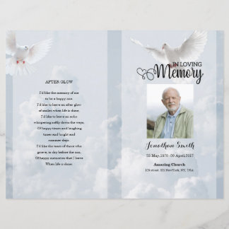 sjabloon sky & dove Funeral Program