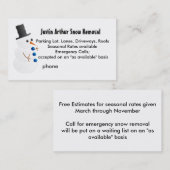 Sjabloon sneeuwruiming met Snowman Visitekaartje (Voorkant / Achterkant)