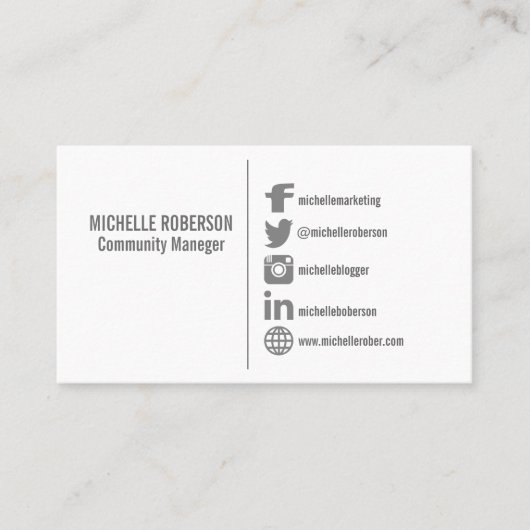 Sjabloon sociale mediapictogrammen visitekaartje (Voorkant)