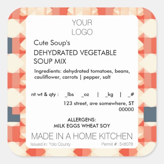 Sjabloon Sticker met kattenvoedseletiket (Voorkant)