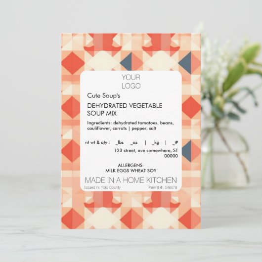 Sjabloon Sticker met kattenvoedseletiket Kaart (Staand voorkant)