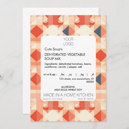 Sjabloon Sticker met kattenvoedseletiket Kaart (Voorkant / Achterkant)