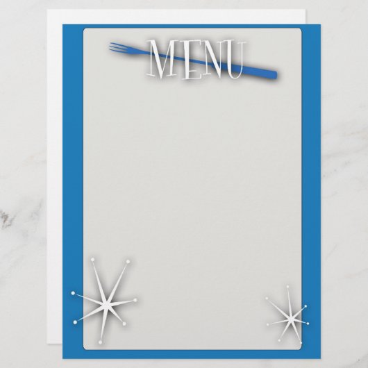 Sjabloon Stijlblanco menu opnieuw instellen (Voorkant / Achterkant)