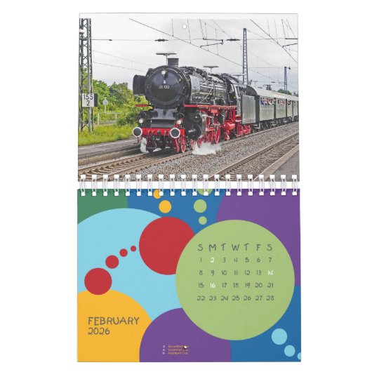 Sjabloon stoomlocomotief kalender 2023 (Feb 2026)