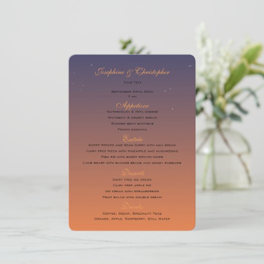 Sjabloon Sunset Menu (Staand voorkant)