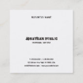 Sjabloon tekst zwart-wit en wit vierkante visitekaartje (Achterkant)