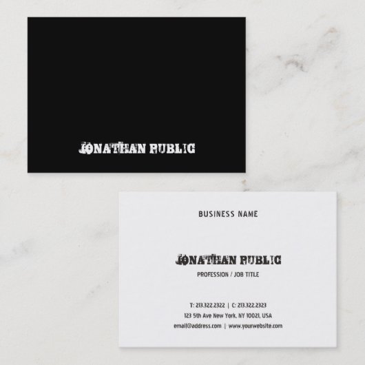 Sjabloon tekst zwart-wit en wit visitekaartje (Voorkant / Achterkant)