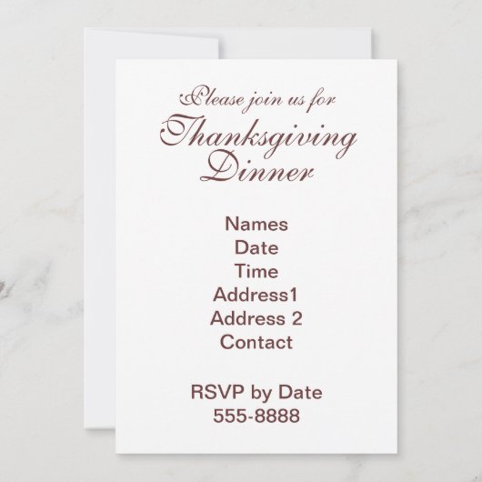 Sjabloon Thanksgiving Uitnodigingen (Achterkant)