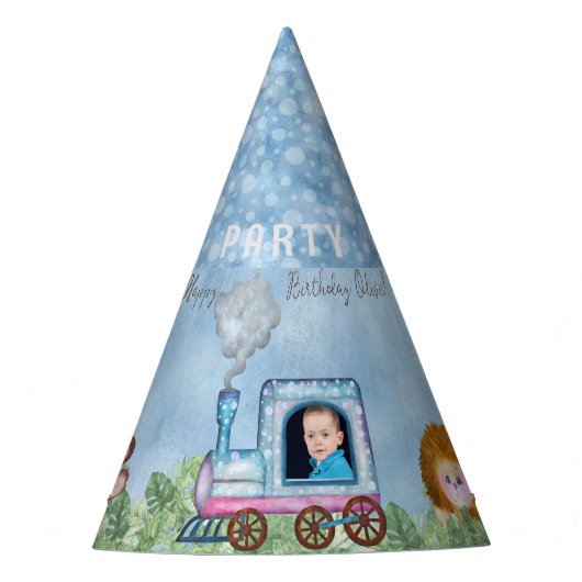 Sjabloon treinmotor Partij Pet Feesthoedjes (Voorkant)