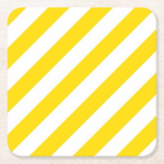 Sjabloon Trend Colour Yellow White Striped Modern Kartonnen Onderzetters (Voorkant)
