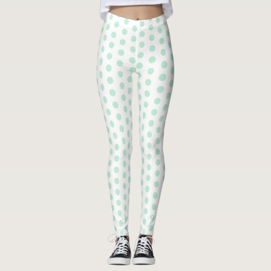 Sjabloon Trendy Modern Elegant Mint Green White Leggings (Voorkant)