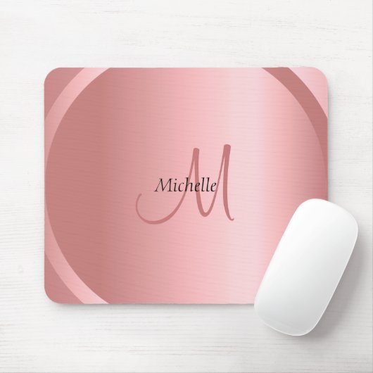 Sjabloon Trendy Roos Gold Monogram Modern Muismat (Met muis)