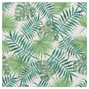 Sjabloon tropische palmbladeren groen monstera jun stof