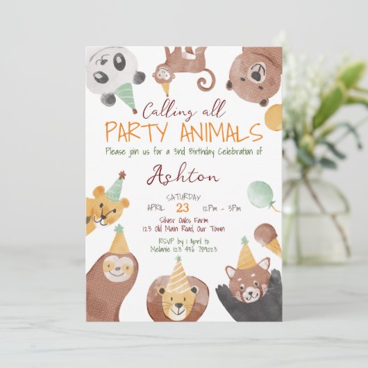 Sjabloon uitnodiging feestdag voor verjaardagsfees (Staand voorkant)