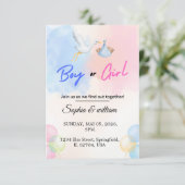 Sjabloon uitnodiging geslacht bekendmaking feest (Staand voorkant)