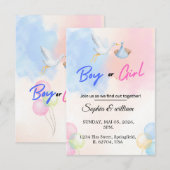 Sjabloon uitnodiging geslacht bekendmaking feest (Voorkant / Achterkant)