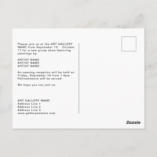 Sjabloon uitnodiging groepstentoonstelling (Achterkant)
