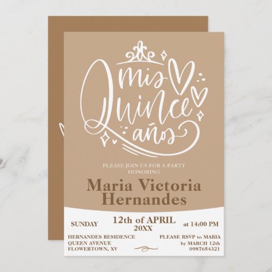 Sjabloon uitnodiging Quinceañera (Voorkant / Achterkant)