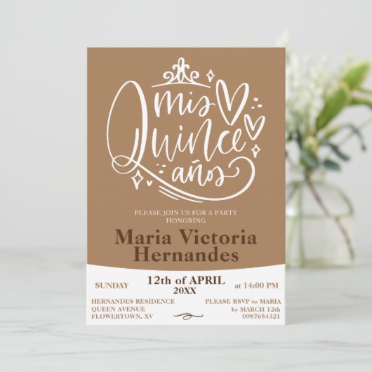 Sjabloon uitnodiging Quinceañera (Staand voorkant)