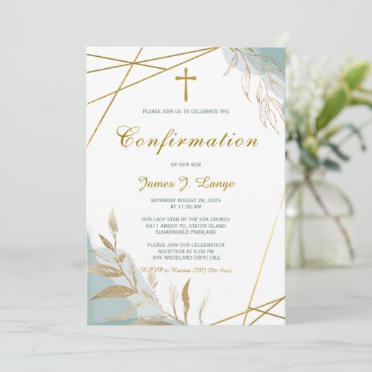 Sjabloon Uitnodiging tot bevestiging van jongen (Staand voorkant)