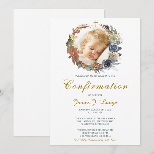 Sjabloon Uitnodiging tot bevestiging van jongen (Voorkant / Achterkant)