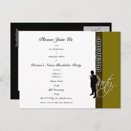 Sjabloon Uitnodigingen van Bachelor (Voorkant / Achterkant)