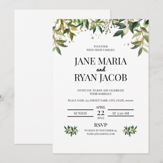 Sjabloon uitnodigingskaart kaart (Voorkant / Achterkant)