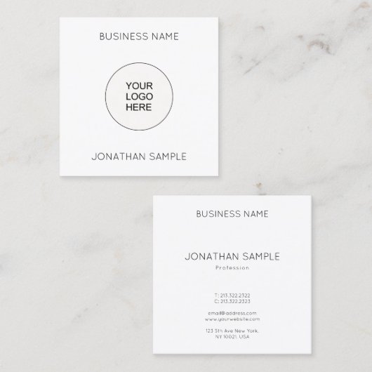 Sjabloon Upload uw bedrijf Logo Vierkante Visitekaartje (Voorkant / Achterkant)