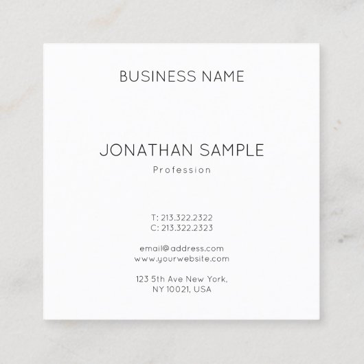 Sjabloon Upload uw bedrijf Logo Vierkante Visitekaartje (Achterkant)